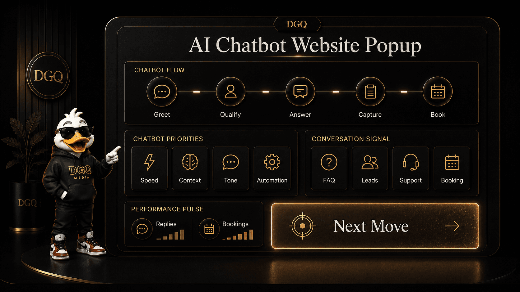 Concept preview of a DGQ AI chatbot and customer support system
